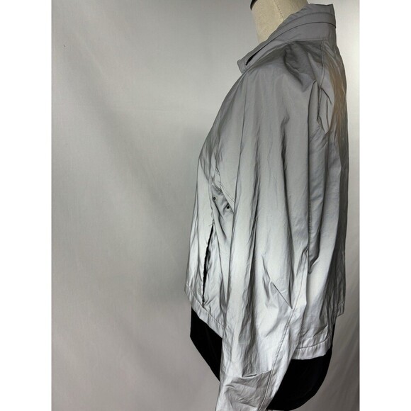 Calia Reflective Jacket Silver Black Medium Layered Look Zippered Hood - Picture 5 of 16